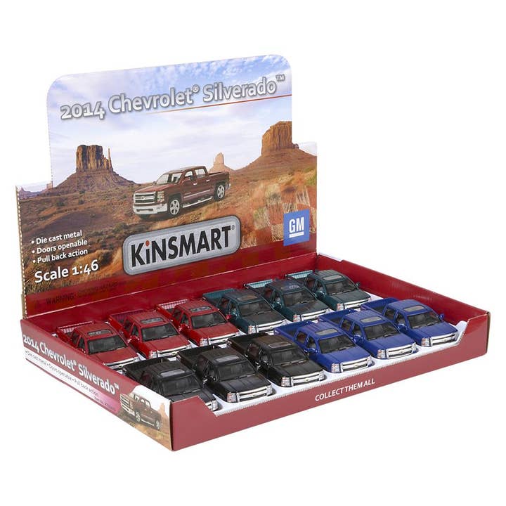 The Toy Network - Wholesale Toy Car/Truck - Kids - 5" Diecast Pull Back 2014 Chevy Silverado 12/Disp8