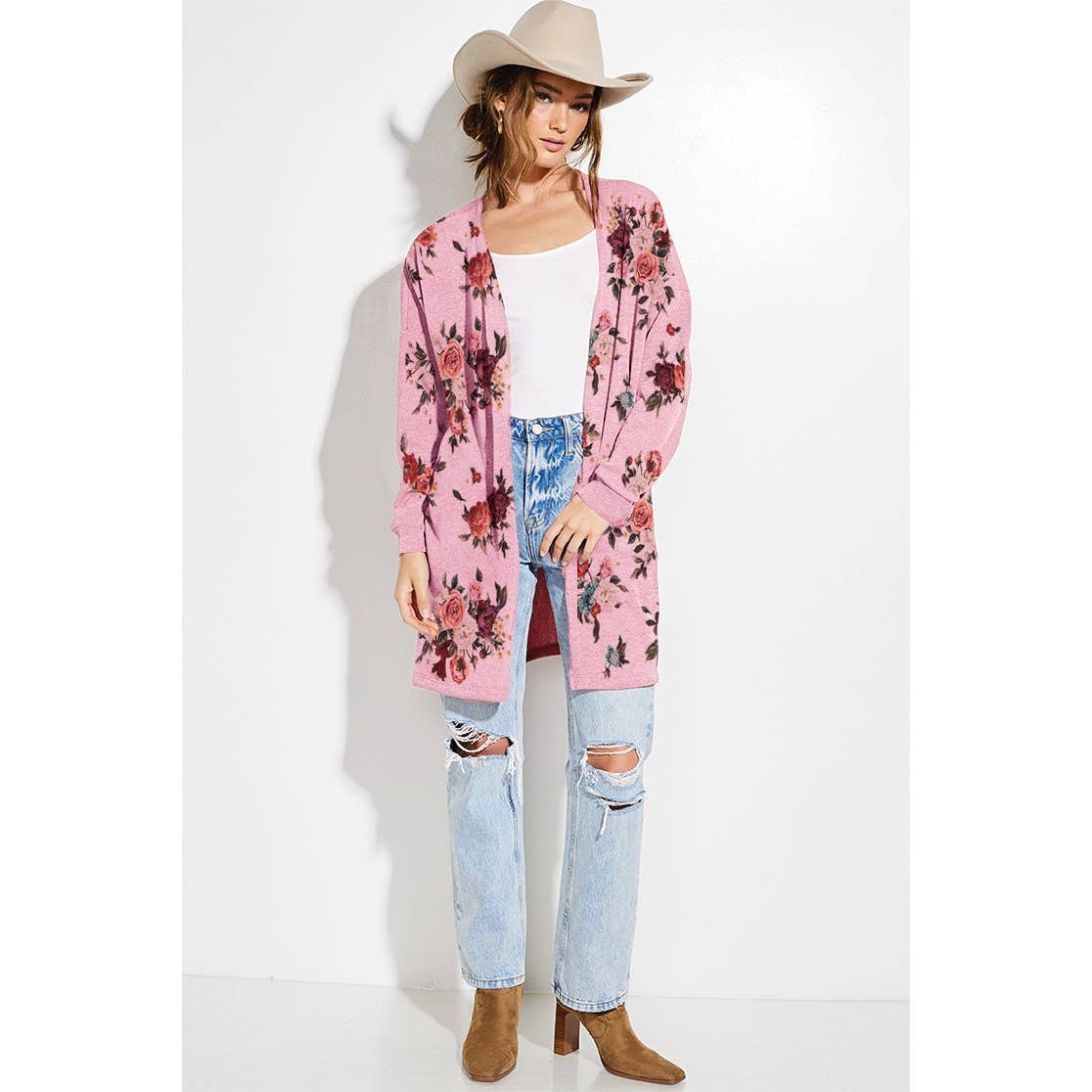 Phil Love – Cardigan - Mulher por atacado – Cardigã casual de tricô com estampa floral6