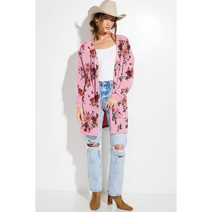 Phil Love – Cardigan - Mulher por atacado – Cardigã casual de tricô com estampa floral6
