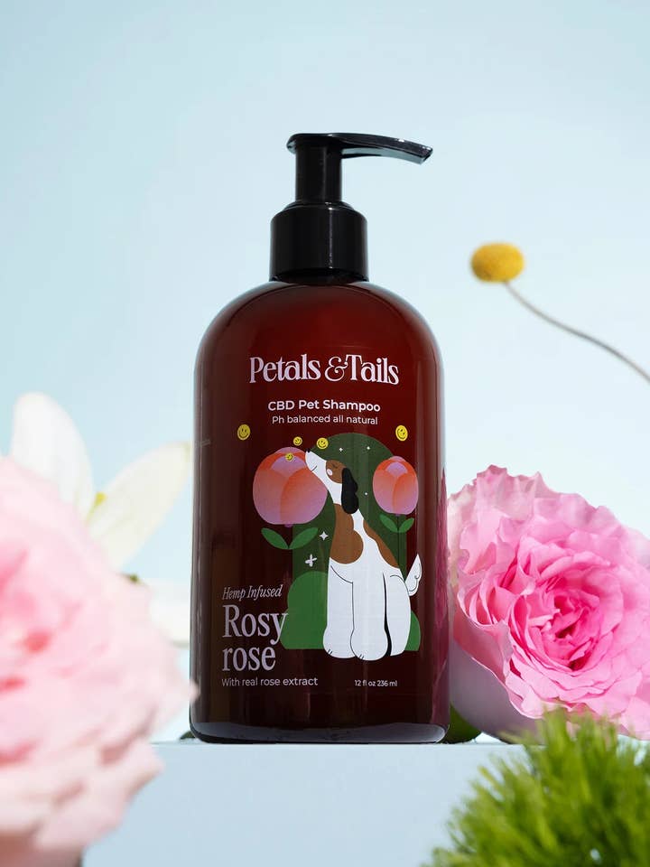Rosy Rose CBD Dog Shampoo - 12 fl oz for wholesale by Petals and Tails CBD
