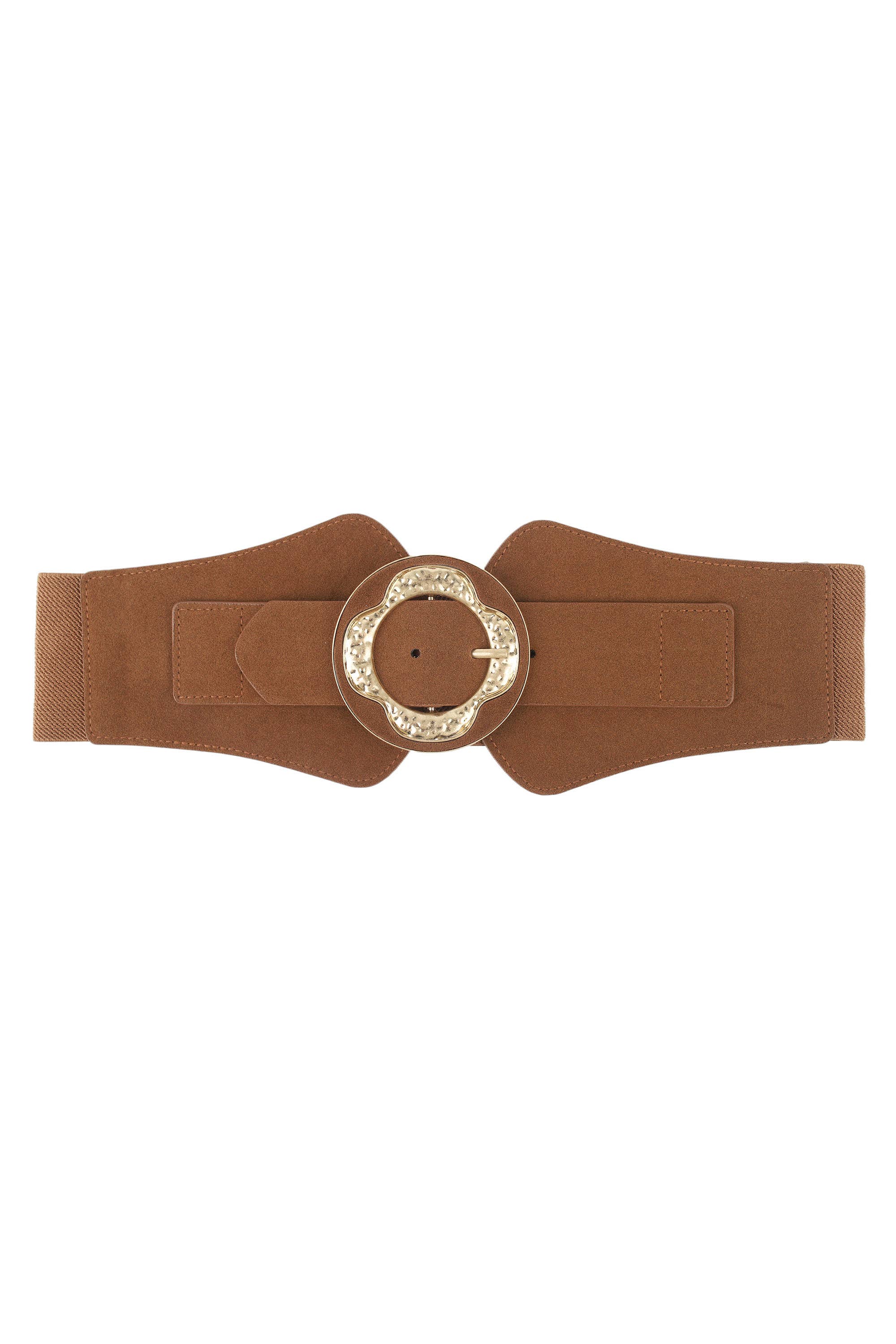 PHANIE MODE - Vente Ceinture – femme - C-23286 Ceinture large élastique – Boucle ronde fleur dorée5
