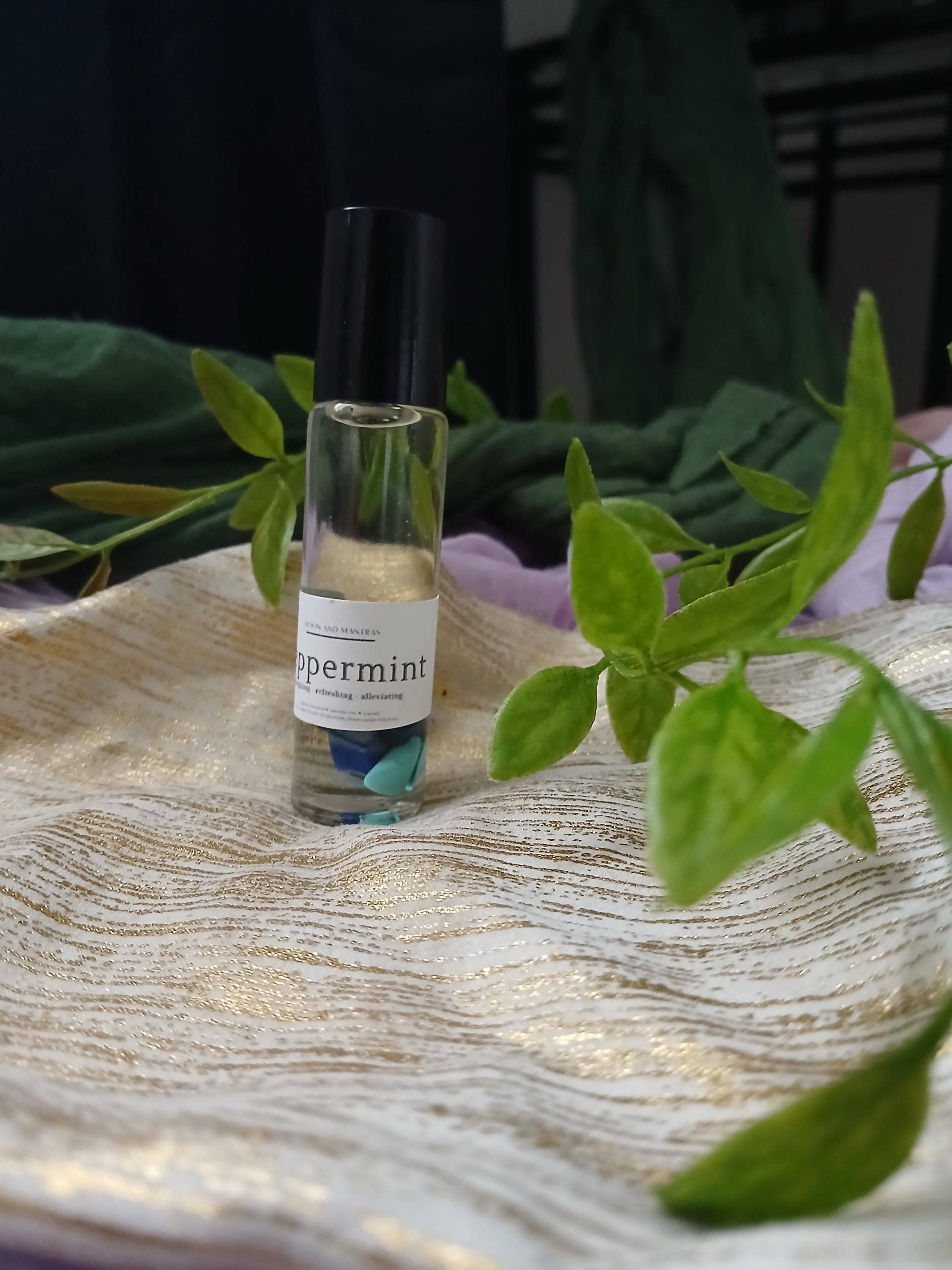 moon and mantras - Wholesale Essential Oil Roll-On - Peppermint Oil Roller with Lapis Lazuli & Blue Howlite1
