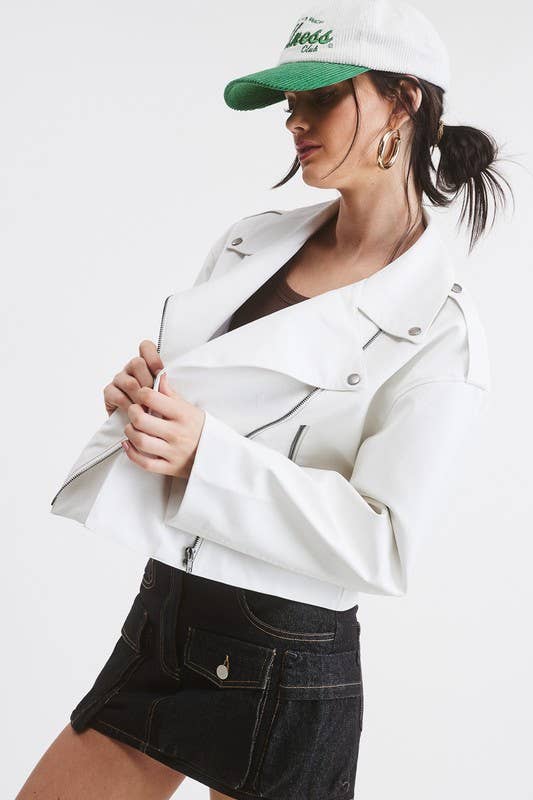 Mimosa - Wholesale Leather Jacket - Women's - Faux Soft Leather Biker Jacket with Front Zipper8