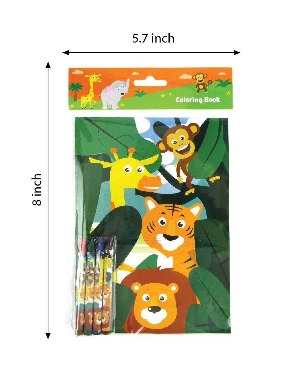 Tiny Mills – wholesale Målarbok - Barn och baby – Zoo Jungle Safari Djur Målarböcker med kritor Party5