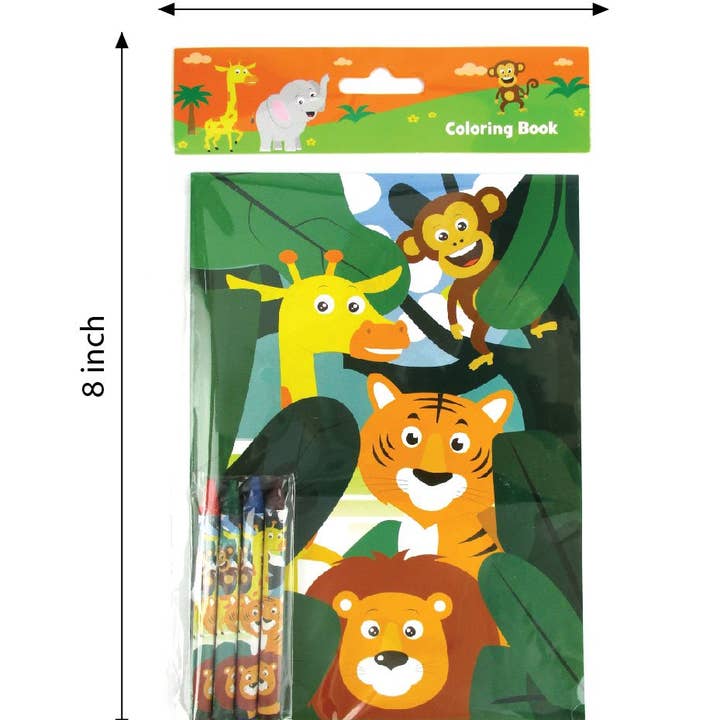 Tiny Mills – wholesale Målarbok - Barn och baby – Zoo Jungle Safari Djur Målarböcker med kritor Party5