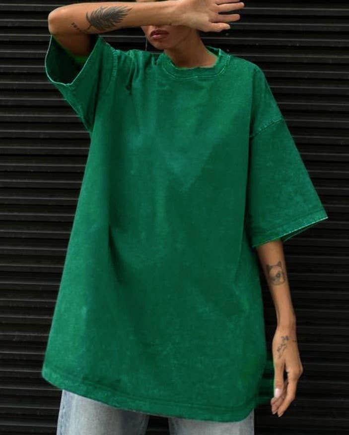 Rosa Clothing - Wholesale T-Shirt - Women's - Washed Distressed Crewneck Brushed T-Shirt8