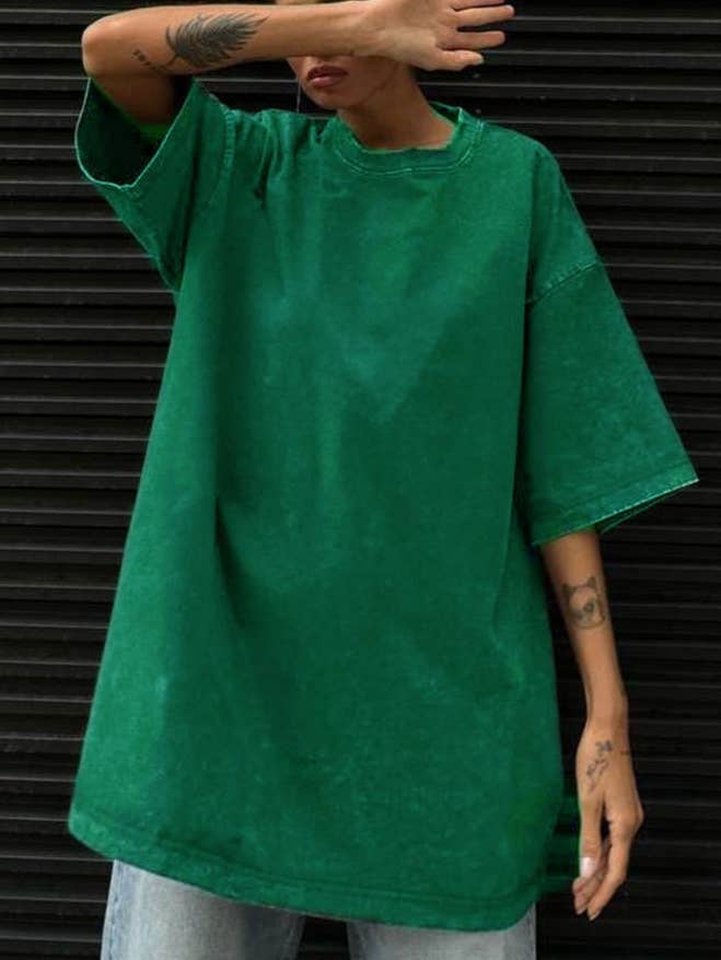 Rosa Clothing - Wholesale T-Shirt - Women's - Washed Distressed Crewneck Brushed T-Shirt8