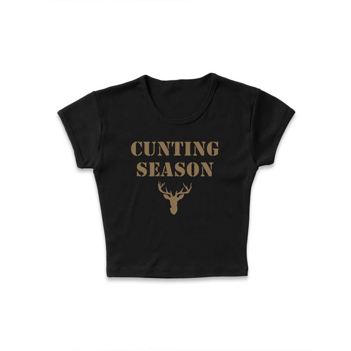 femfetti - Wholesale Screen Printed T-Shirt - Women's - Cunting Season Micro Rib Baby Tee