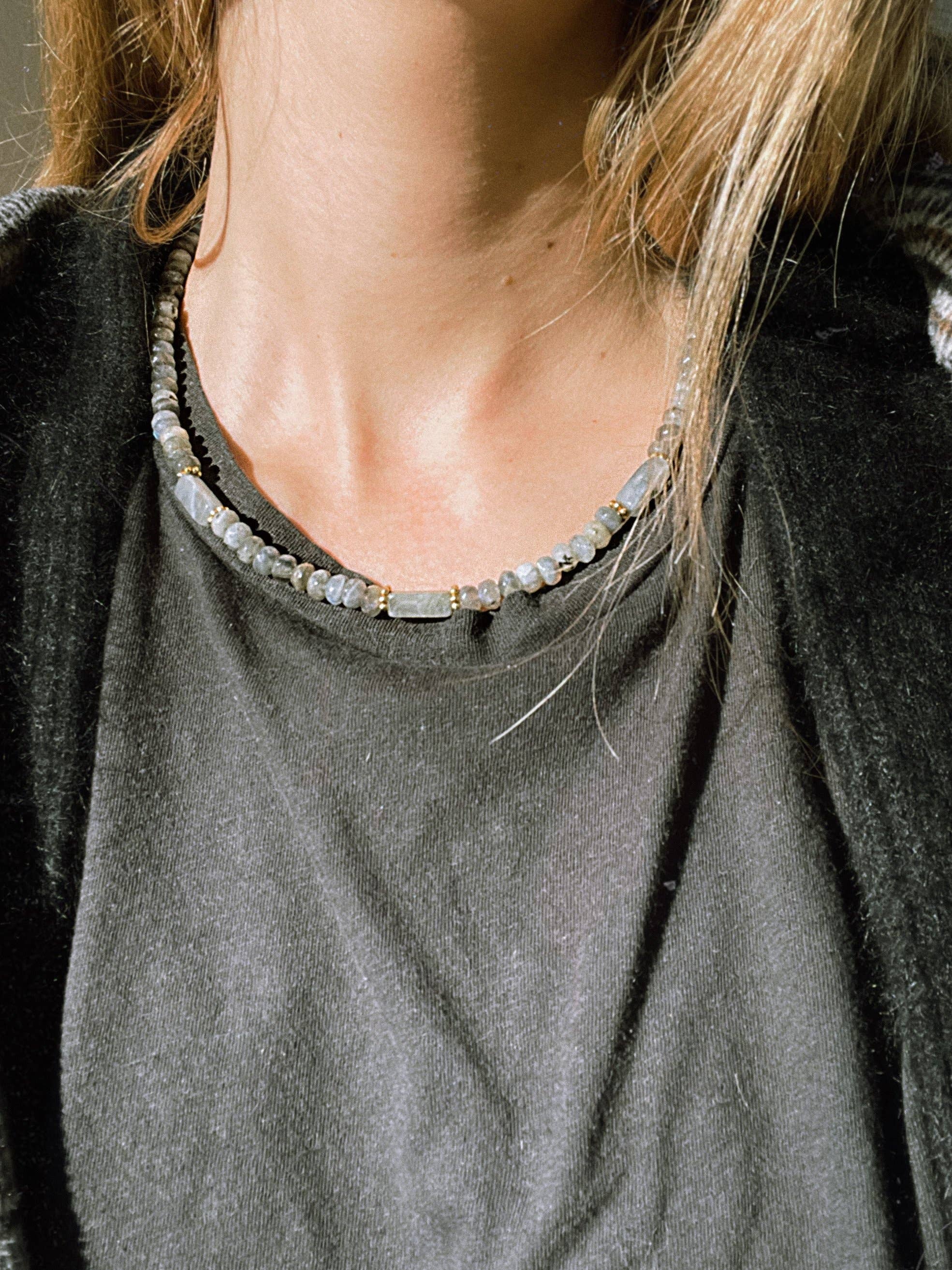 Holi Editions - Wholesale Beaded/Pearl Necklace - Vibe On Labradorite Necklace2