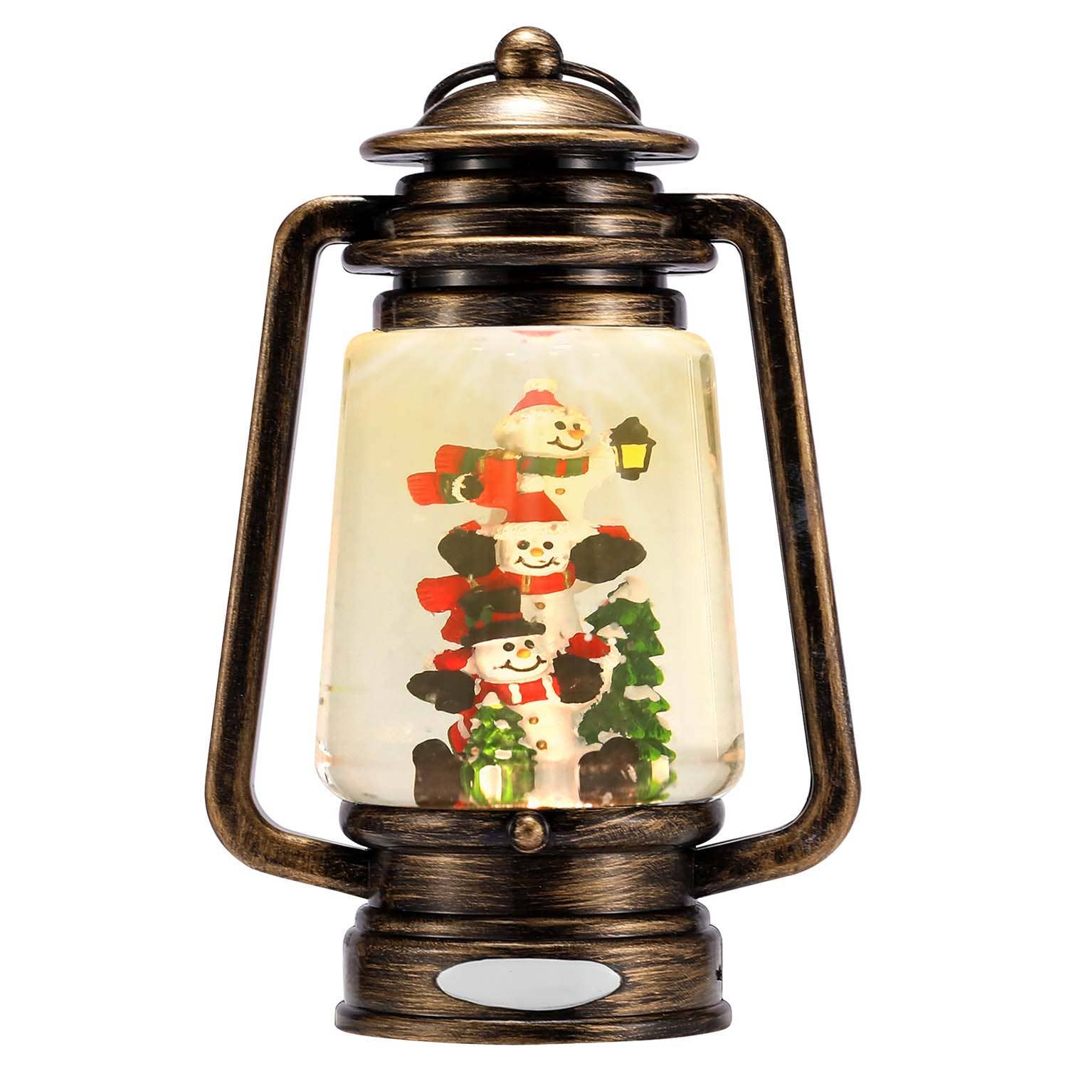 Second Nature by Hand - Wholesale Ornament - Snowmen in Lantern Shaped Snow Globe with Handles Ornament1