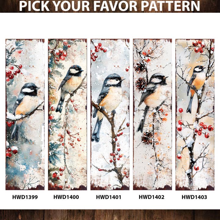 TX USA Corporation - Wholesale Outdoor Sign - 36in Chickadee Christmas Porch Sign - Holiday Entryway Decor, Christmas Front Door Board, Outdoor Porch Decor | 5 Patterns, Wood, UV Print