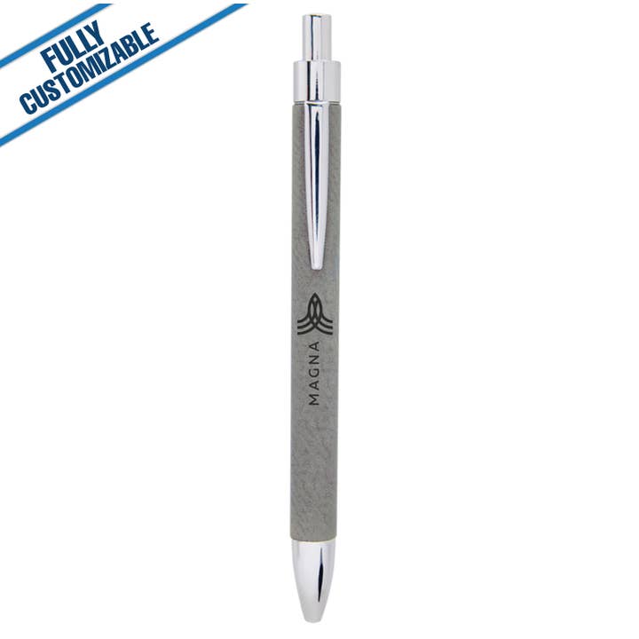 GiftWorksPlus - Vente Stylos - Stylo en similicuir gravé - Entièrement personnalisable4