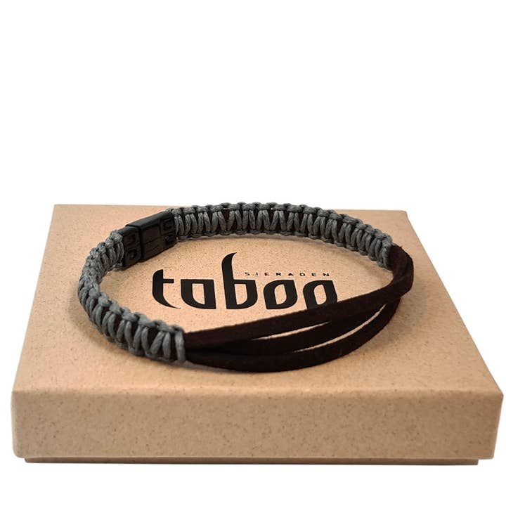 Taboo Herenarmband Mark Small Grey/Brown for engroshandel hos TABOO Sieraden