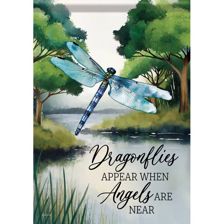 "Dragonflies Appear" Dura Soft™ Garden Flag for wholesale by FlagTrends by Carson