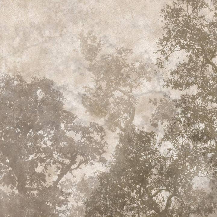 Vintage Trees Scenic Wall Mural, Light Beige Nature Theme Wallpaper, Oversized Landscape Scene Custom Size Wall Art, Non-Woven, Non-Pasted, Removable for wholesale by Walloro Luxury Embossed Wallpaper