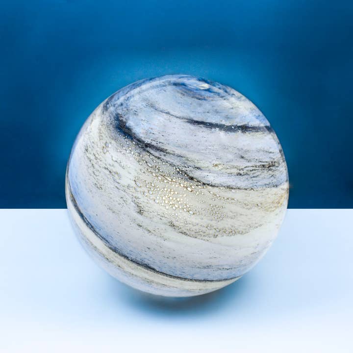 L. GLOW Home - Wholesale Accent/Desk Lamp - Sand & Sea | Hand-blown Glass Table Lamp| 28cm Round