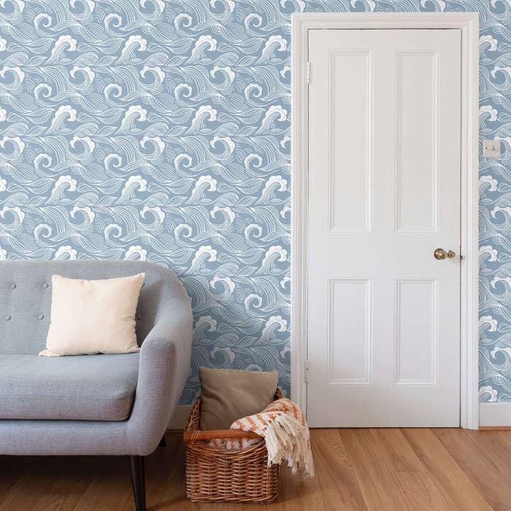 Heartspace Art - Wholesale Wallpaper - Ocean Waves Blue Wallpaper2