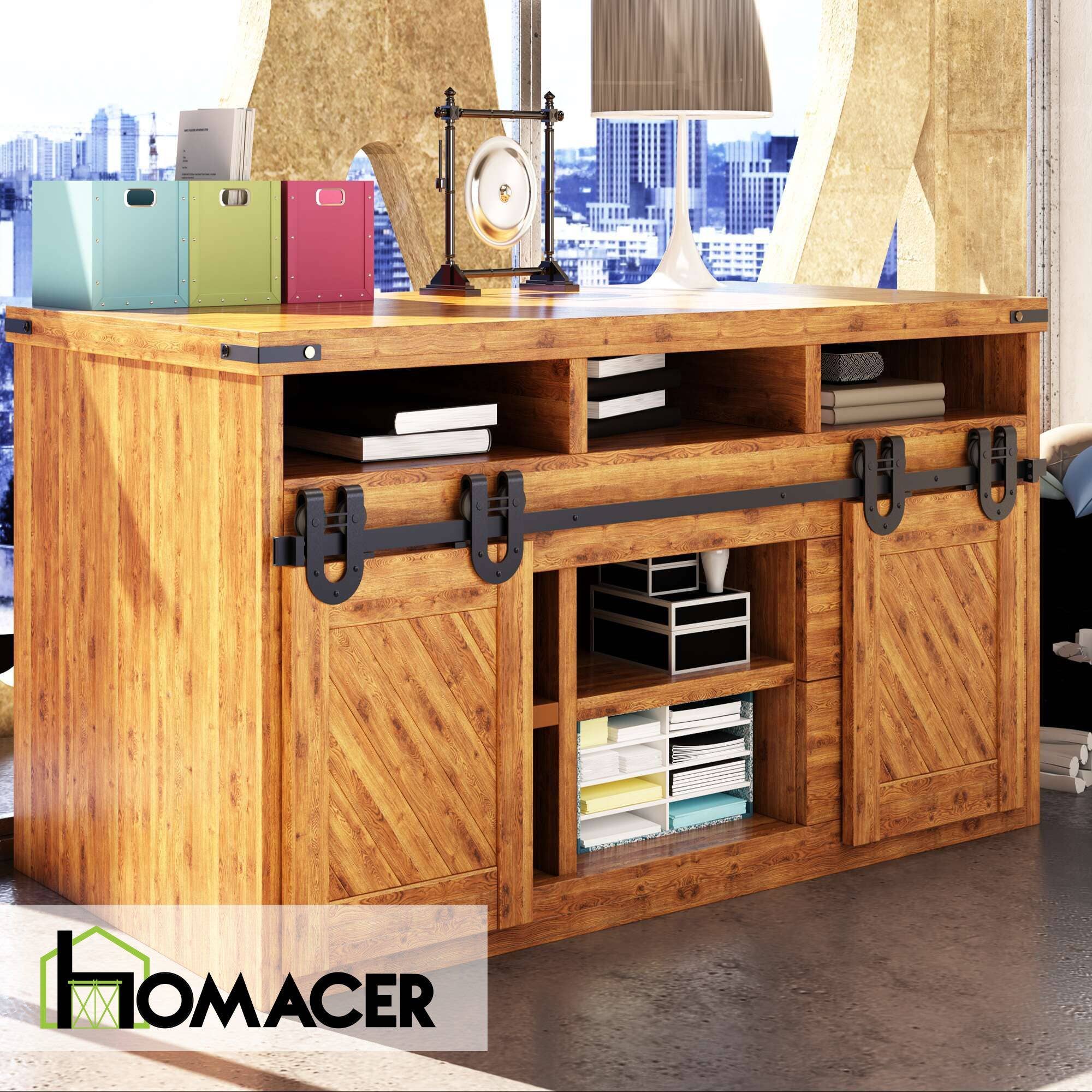 Homacer INC - Wholesale Knob/Pull - Mini Non-Bypass Sliding Barn Door Hardware Kit - Horseshoe3