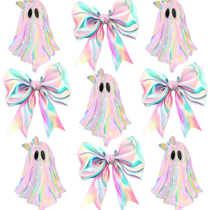 Holographic Ghost Coquette DTF Transfer for wholesale by M2B Designs