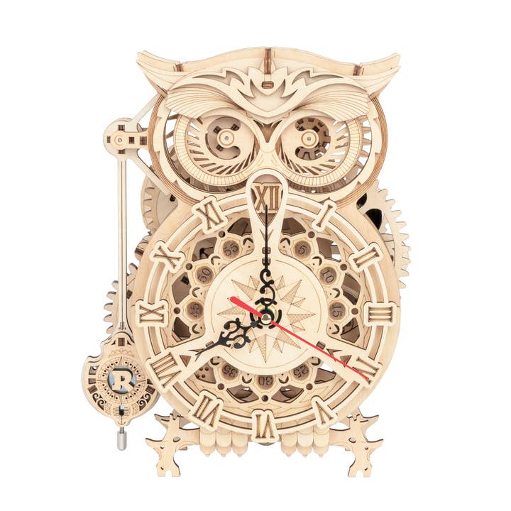 Robotime - Wholesale DIY Craft Kit - ROKR Owl Clock Model LK503 Battery Mechanical Gears Puzzle