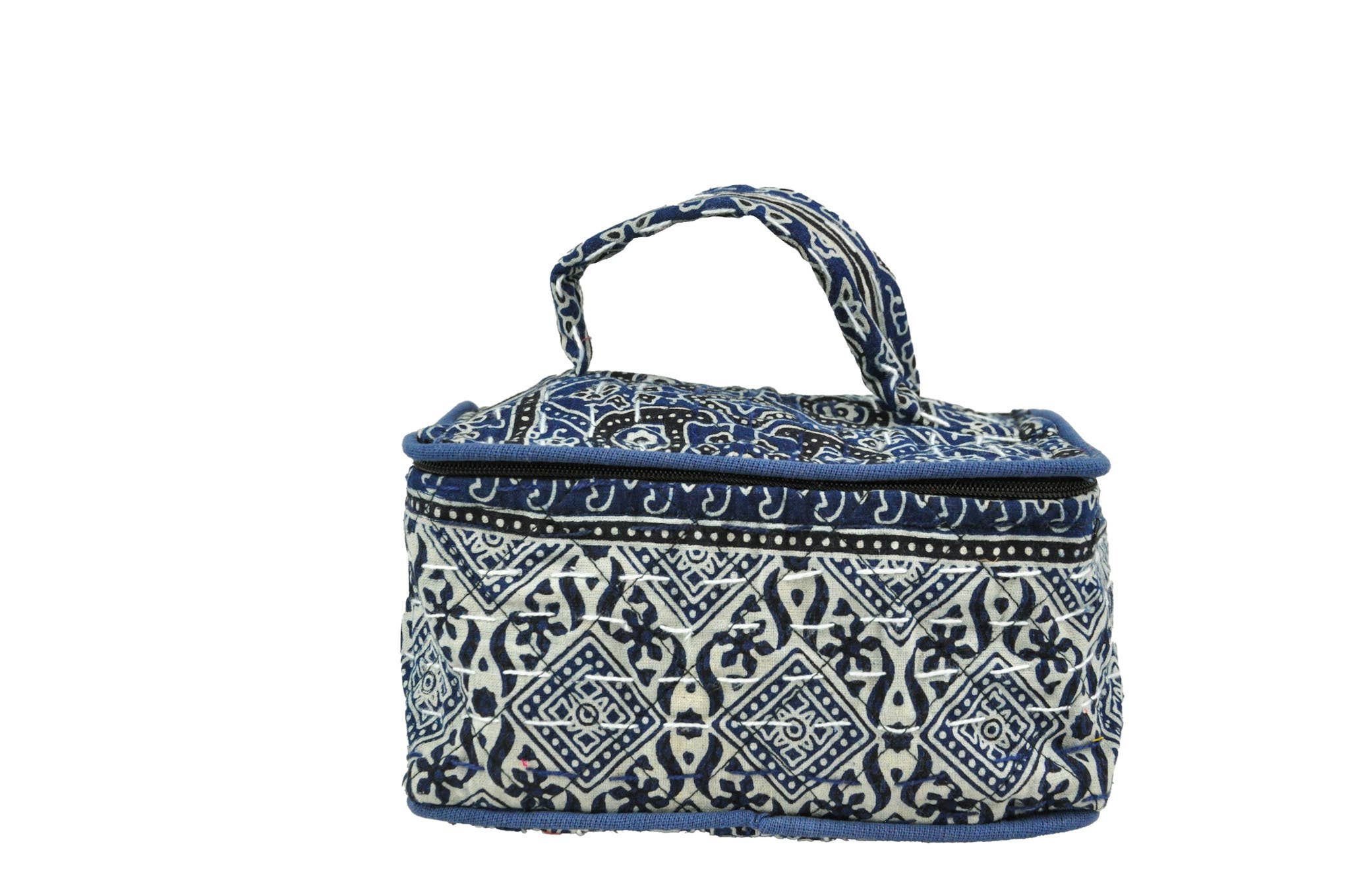 Zumki - Wholesale Makeup/Cosmetic Bag - Small Square Makeup Box Kantha with Holder.1