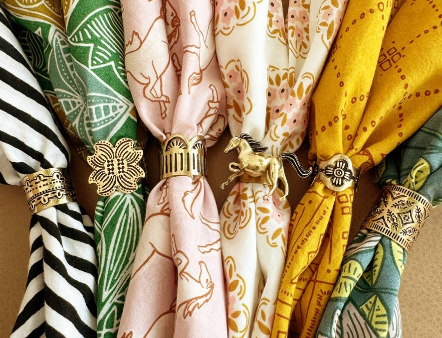 Handker Bandanas - Wholesale Bandana - Women's - Horses Brass Bandana Slide Ring4