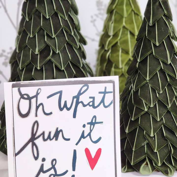 Tarjeta de felicitación Oh What Fun It Is para venta al por mayor de Julie Abbott Art