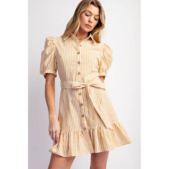 Abito camicia a righe in cotone con cintura per la vendita all'ingrosso da parte di Sweet Generis