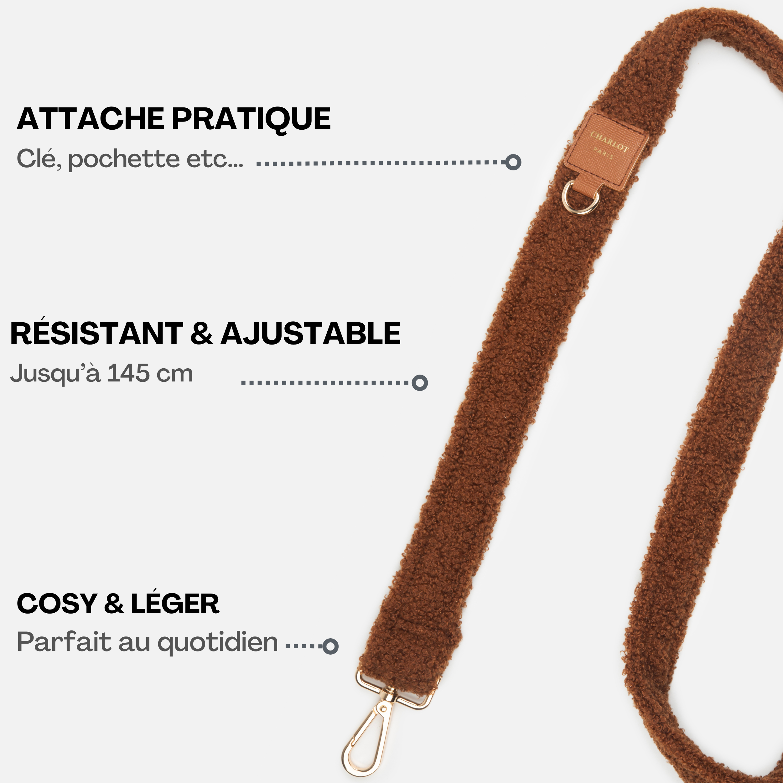 CHARLOT · Paris - Wholesale Bag Strap - Women's - Teddy Chocolate1