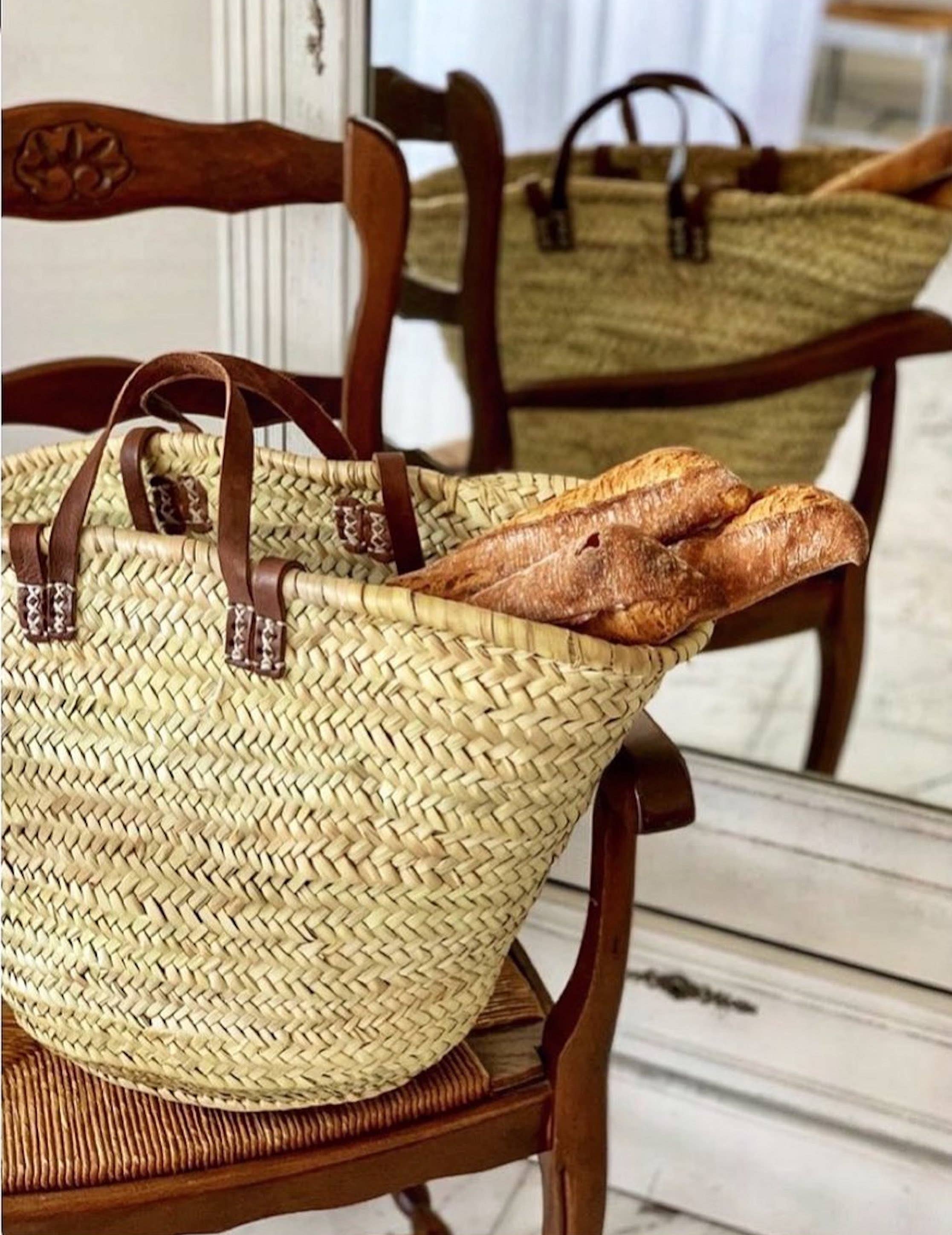 NomadWeave Ltd - Wholesale Beach Bag - French basket with double leather handles, market basket7