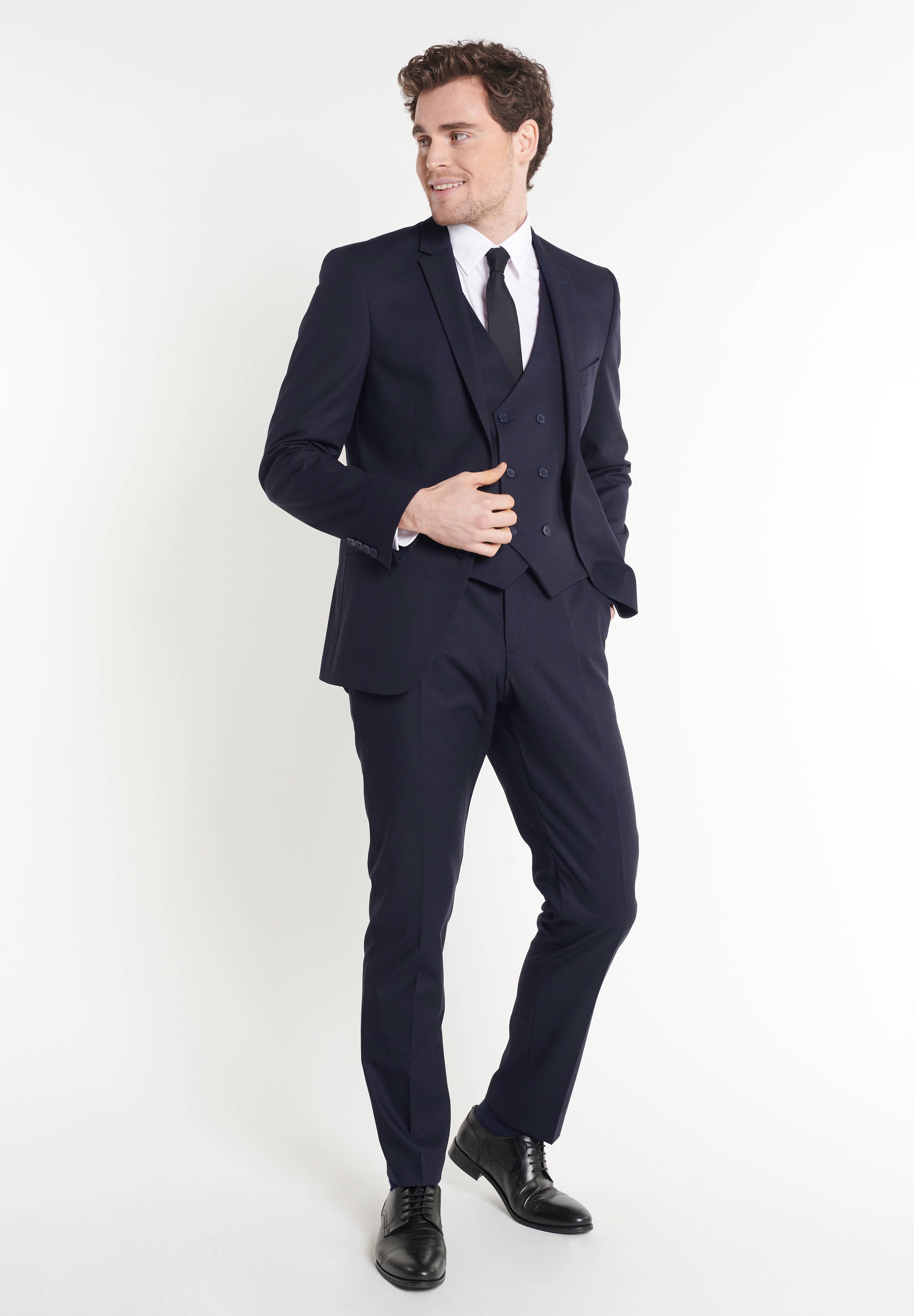 navy Steffen Klein Men's Three-Piece Suit for wholesale on Faire3