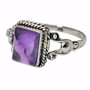 Amberman - Wholesale Single Stone/Solitaire Ring - Amethyst Stone Sterling Silver Ring