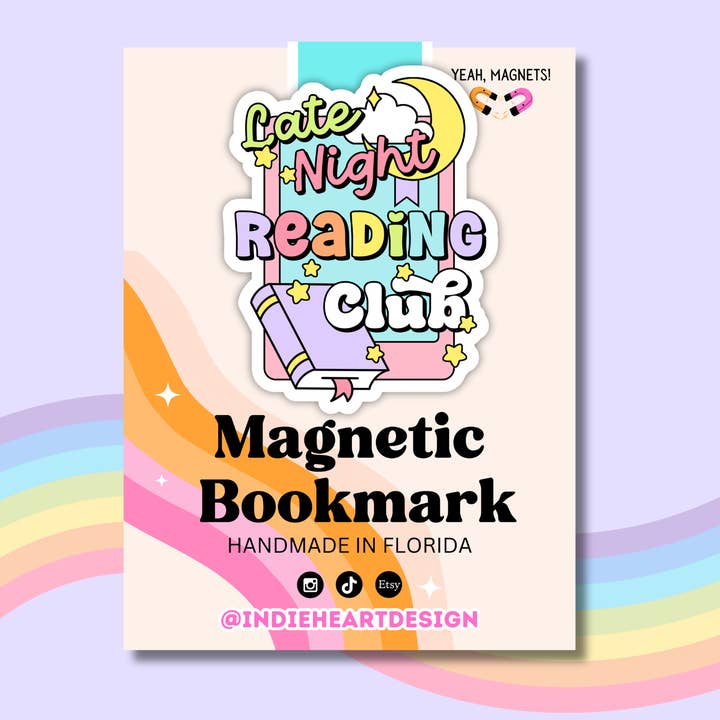 Indie Heart Studio - Wholesale Bookmark - Late Night Reading Club Magnetic Bookmark
