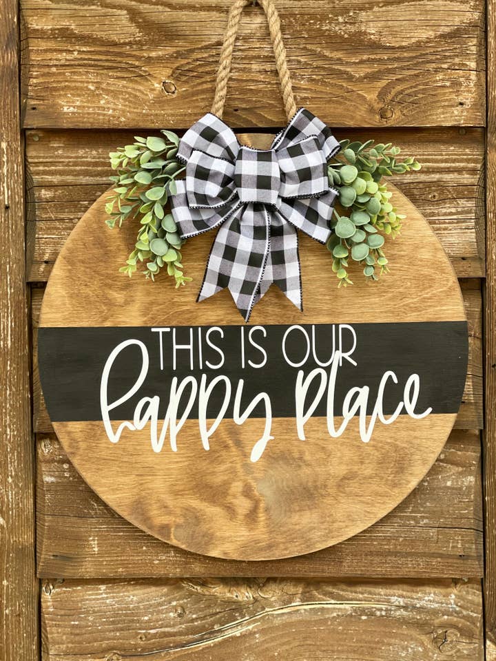 Our Happy Place Door Hanger for wholesale by Mama E’s Makery