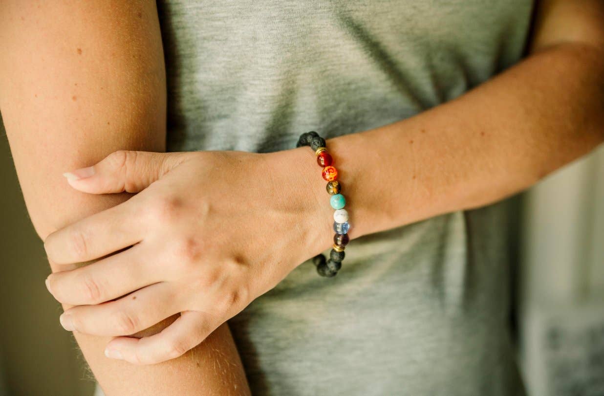 Oily Blends - Vente Bracelets d'aromathérapie - Bracelets diffuseurs de pierres de lave multicolores4