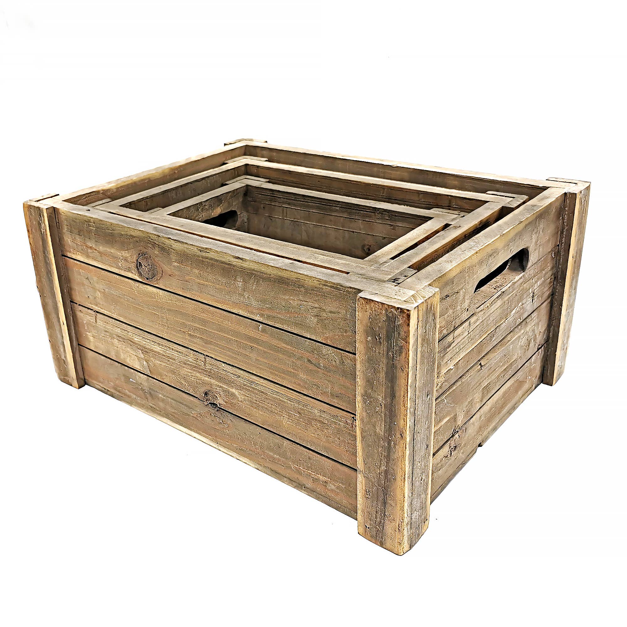 Boxman - Wholesale Gift Box - 3 Piece Rustic Wooden Crate Set1