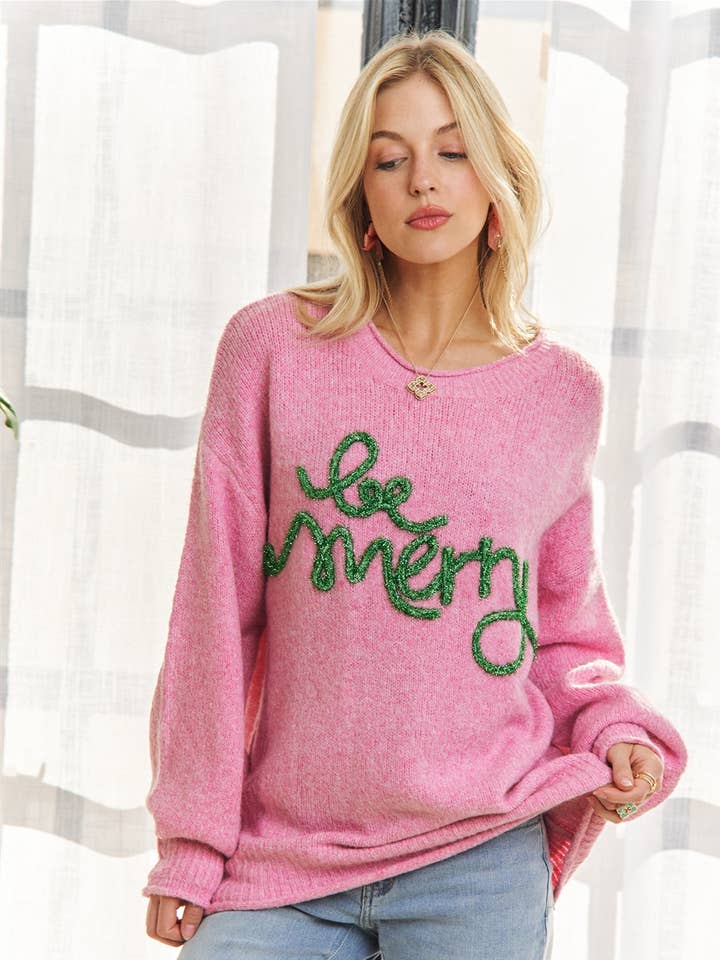 ADORA LA - Wholesale Knit Sweater - Women's - CESW3439NE - X-MAS DECOR ACCENT SWEATER TOP0