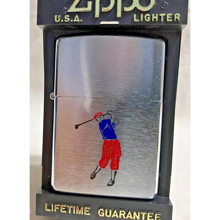 Sjælden 1998 Golfer i Knickers Multi Farvet Zippo Lighter for engroshandel hos Lighter King