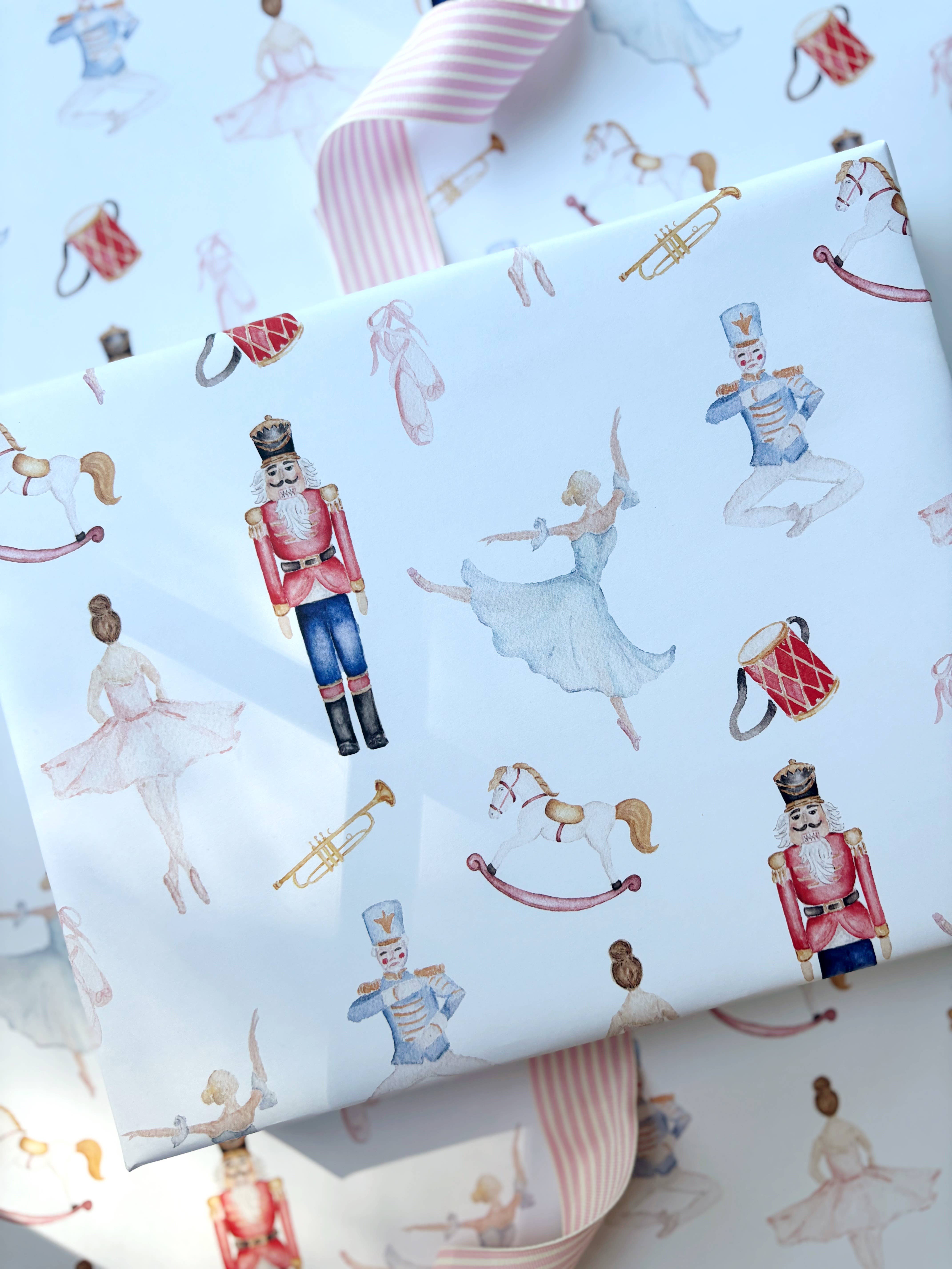 Rebecca Green Design - Wholesale Wrapping Paper Roll - Holiday Nutcracker Gift Wrap - 5 Sheets/Roll2