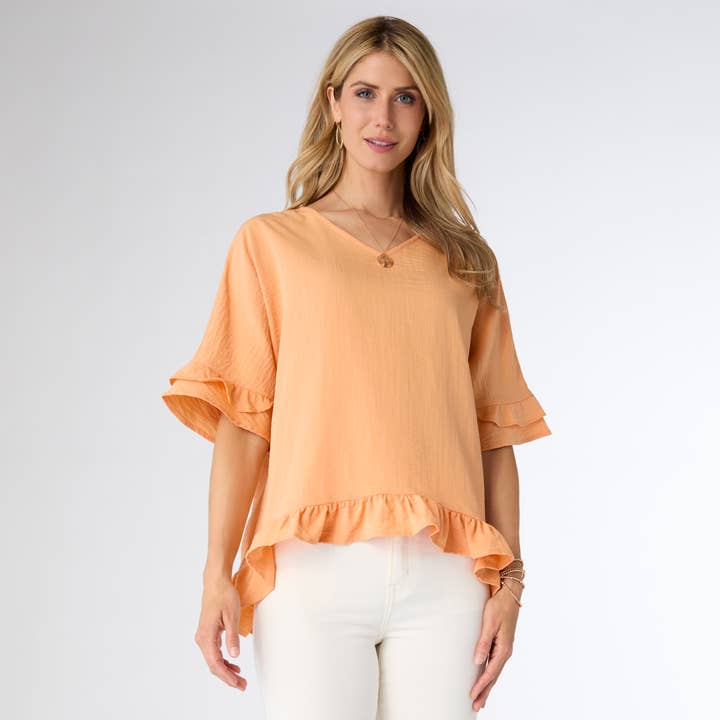 COCO + CARMEN - Wholesale Blouse - Women's - Carley Flowy Top with Ruffle