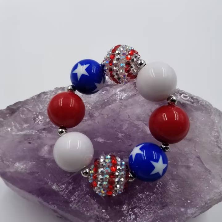 Pulseira Criança Chunky com Firas Patriotic por atacado de magnolia jewelry