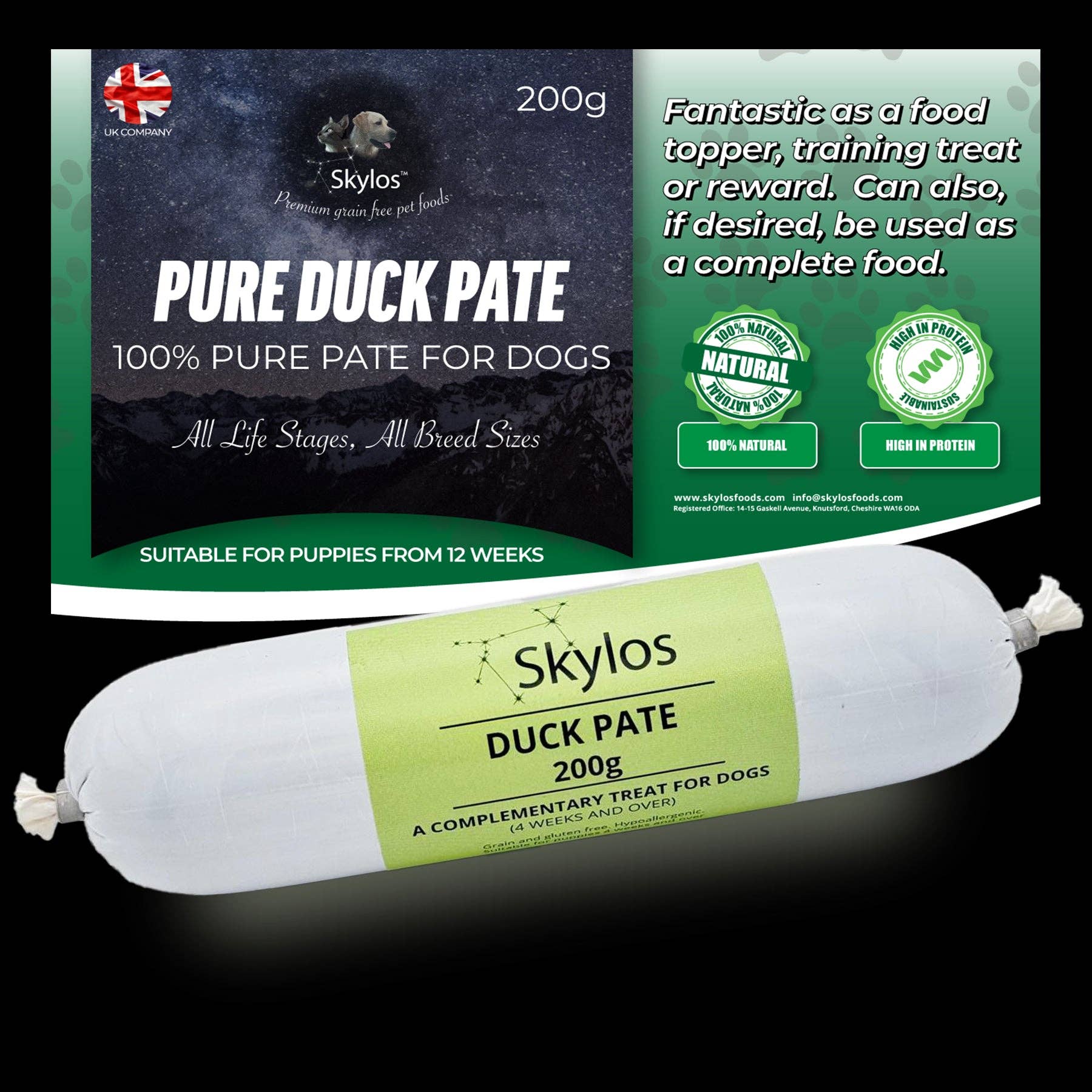 Skylos Foods – wholesale Pet food – Dog – Skylos Pate in 9 Flavours and 2 Sizes2