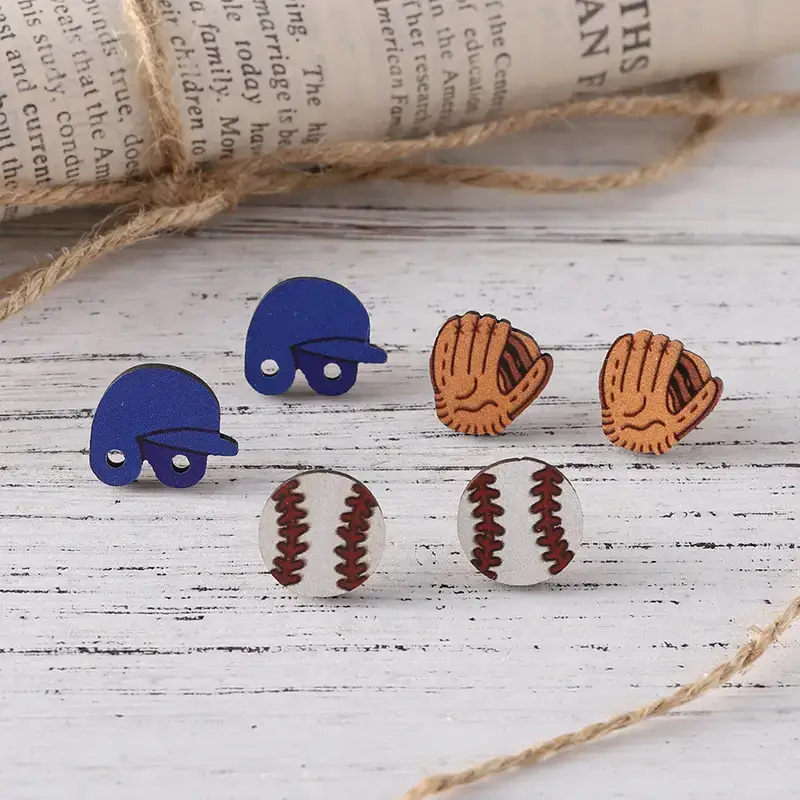 Kate Tuesday Jewelry - Wholesale Jewelry Set - Baseball Triple Set of Earrings1