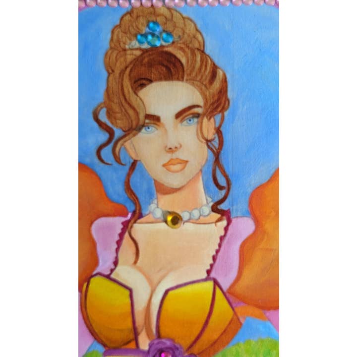 Mythic Wishbox Oil Painting Briena In Green Heroin Maiden Sharon Tatem's Wish Boxes Bringing Your Dreams to Life for wholesale by Sharon Tatem Fashion LLC