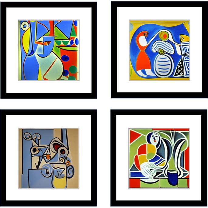 French Tile and Pottery Created Picasso's Styling 4Pc Set for wholesale by Wishful Mammoth Wholesale Options