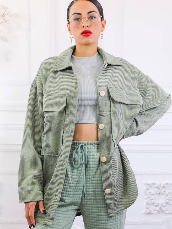 Corduroy vest met lange mouwen en knoopsluiting voor wholesale door SurelyMine