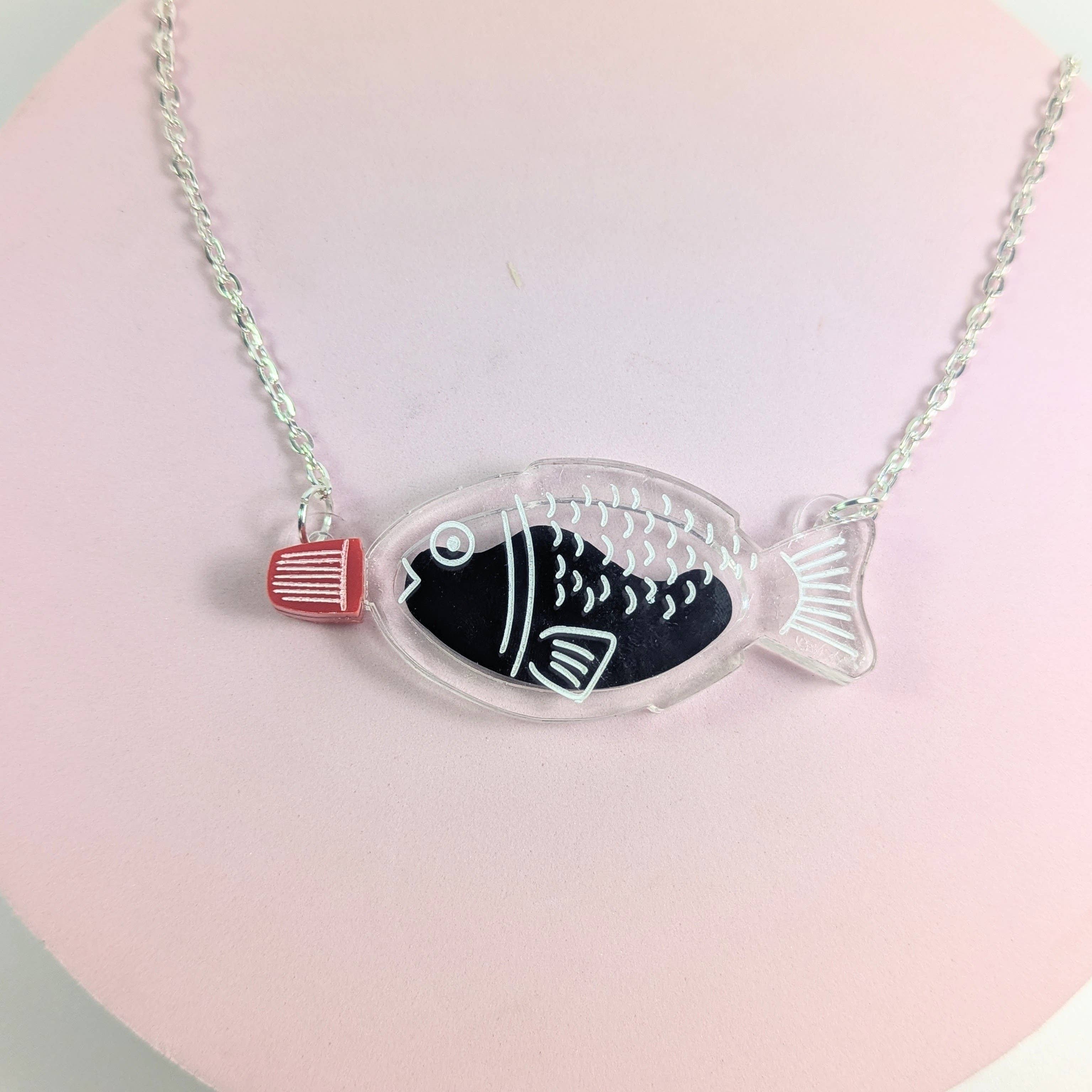 Chikai Shop – wholesale Pendant/charm necklace – Soy Sauce fish container necklace Japanese lover acrylic2