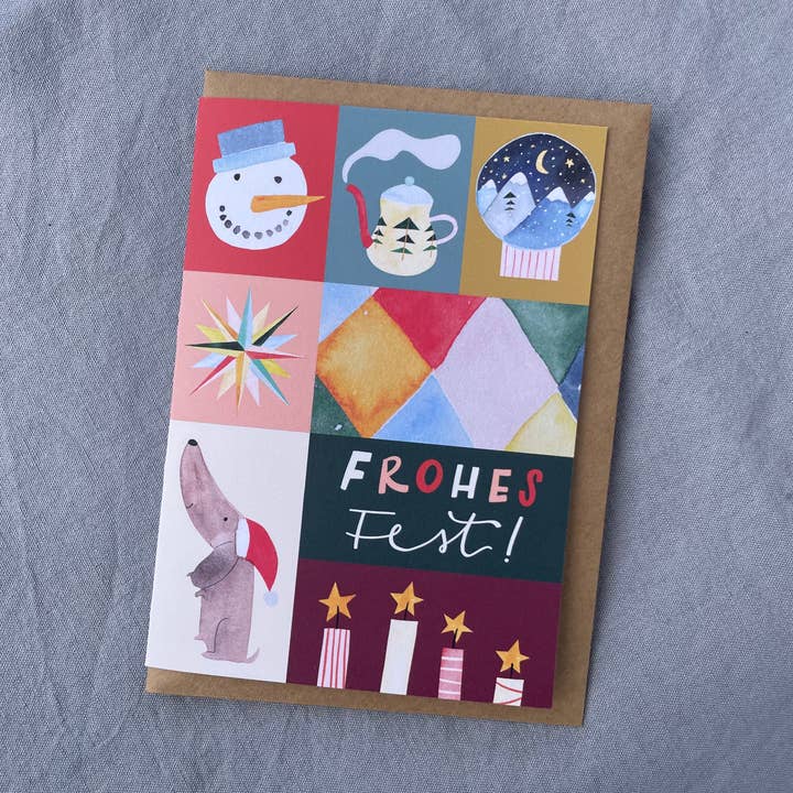 Moderne moderne kerstkaart met envelop | Aquarel voor wholesale door Hannahs Firlefanz