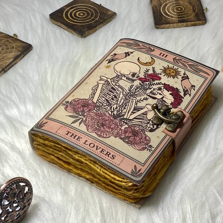 R K Handicrafts and Exporters - Wholesale Journal/Diary - Leather Journal Vintage Notebook with The Lover Print Â