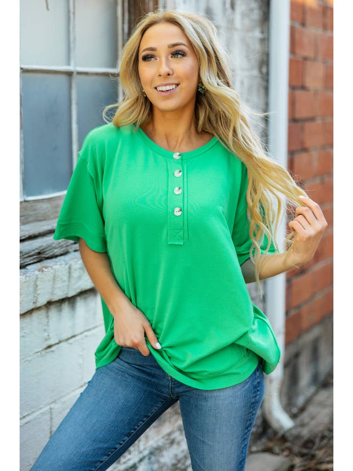 Andrée by Unit - Wholesale Tunic - Women's - Front Button Detail Terry Cloth Top